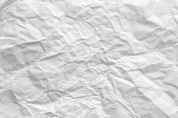 Blank white crumpled paper. Aged effect. Biodegradable material. Abstract art background. Copy space.