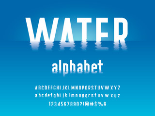 water ripple style alphabet design with uppercase, lowercase, numbers and symbols © FotoGraphic