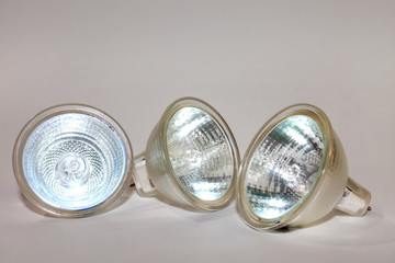 Lamps on a white background. Energy-saving LED lamps on a white background, electricity and electricity conservation concept