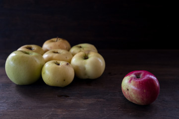 apples on a dark background