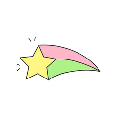 Comet star, cute magical comet doodle vector illustration. Isolated hand drawn outlined icon, sticker.