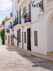Beautiful alley in the old town of Altea. Costa Blanca. Spain.