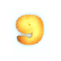 Cracker cookies number isolated on white background.