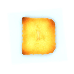 Cracker cookies english alphabets isolated on white background.