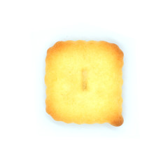 Cracker cookies english alphabets isolated on white background.