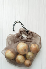 Zero waste and plastic free concept. shopping with textile bag.