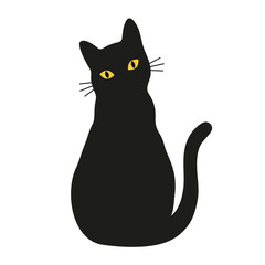 illustration of a black cat on a white background