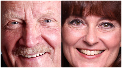 Different portraits of people in front of a grey background