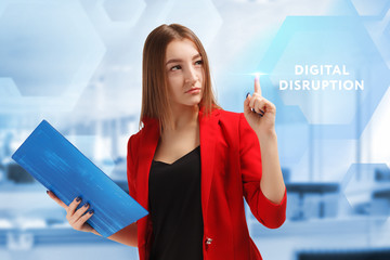 The concept of business, technology, the Internet and the network. A young entrepreneur working on...