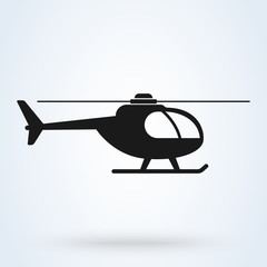 Helicopter side view. Simple modern icon design illustration.