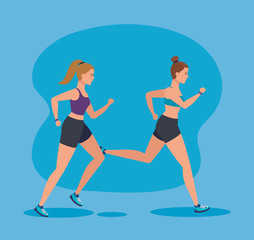 Obraz na płótnie Canvas women running to sport practice activity