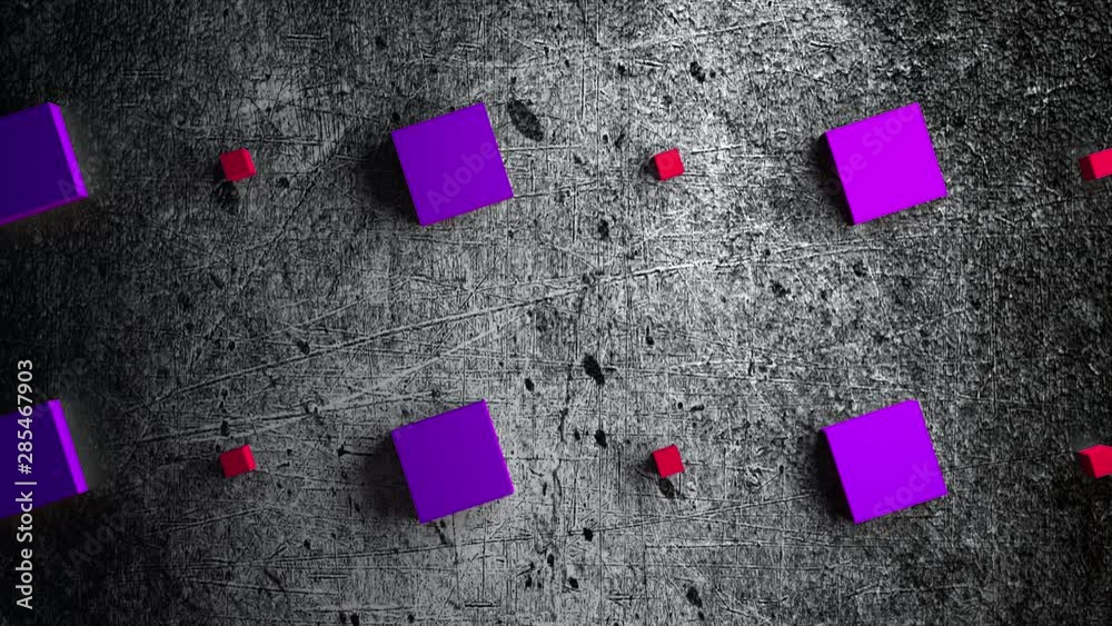 Aufkleber computer generated rows of large and small cubes on a gray grunge background, 3d rendering