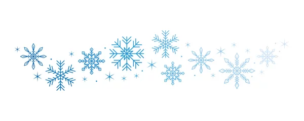 Fotobehang bright snowflake and stars border isolated on white background vector illustration EPS10 © krissikunterbunt