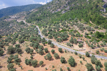 Aerial shot of a mountain near Ören / Turkey