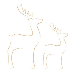 reindeer line drawing on white background vector illustration EPS10