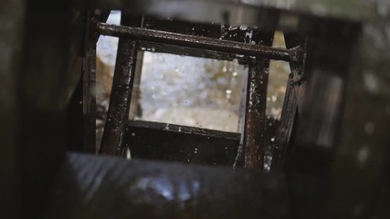 Decorative water wheel in the garden - close up