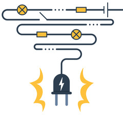 Electricity circuit, repair and maintenance, plug with electrical scheme