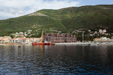 hotel under construction on the lake