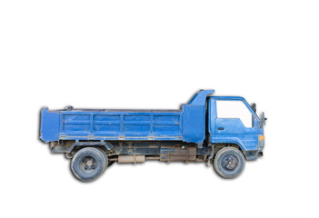 Old blue truck on white background with clipping path.