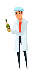 Worker with olive oil bottle vector illustration