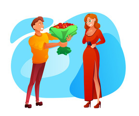 Guy flirting flat vector illustration