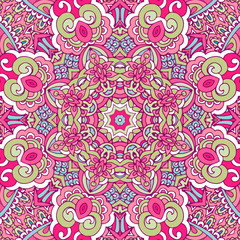 Abstract mandala vector seamless pattern floral design colorful ornament stylish element