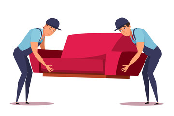 Furniture shipping flat vector illustration