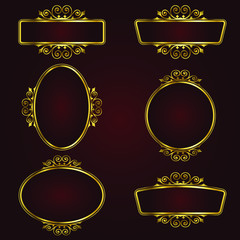 Golden decorative frames - vector design set