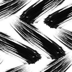 Black diagonal brush strokes seamless pattern 