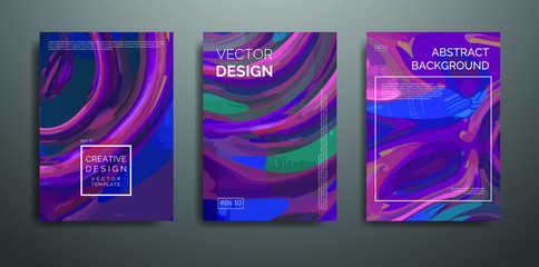 Covers templates set with abstract multicolored background. Applicable for brochures, posters, covers and banners. Vector illustrations.