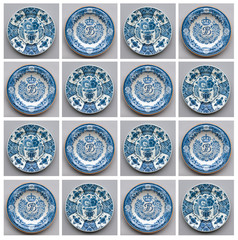 Collection of Delft blue plates