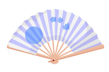 Hand fan flat vector illustration