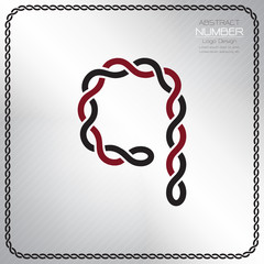 Modern number nine template, design the rope to be a alphabet, Vector