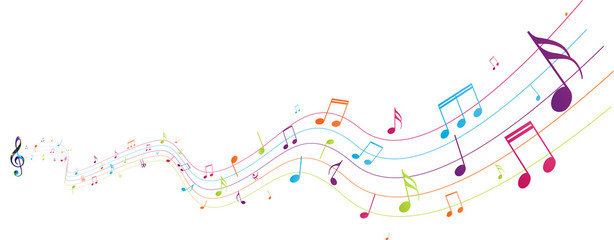 Colorful music notes background isolated on white © radenmas