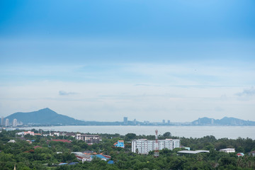Chon buri, Thailand - June 01 2019, Laemtan is either a relaxing place and a view point of Bangsaen and located next to Bangsaen Beach.