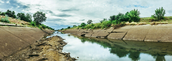 Irrigation canal in concrete wall Send water from the reservoir to the agricultural area of...