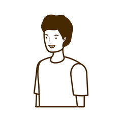 silhouette of young man smiling in white background