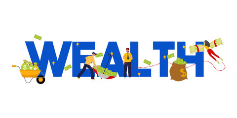 Wealth concept of money management cash piling finance.