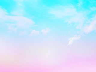 Abstract colorful sky with white clouds background