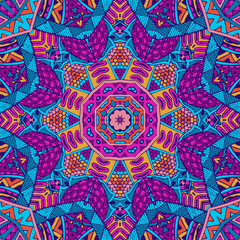 Abstract festive colorful floral mandala vector ethnic boho pattern