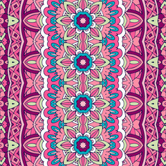 Abstract festive colorful floral vector ethnic tribal pattern
