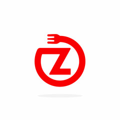 Modern Fork Vector Logo Letter Z. Z Utensil Letter Design Vector.