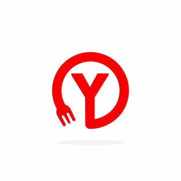 Modern Fork Vector Logo Letter Y. Y Utensil Letter Design Vector.