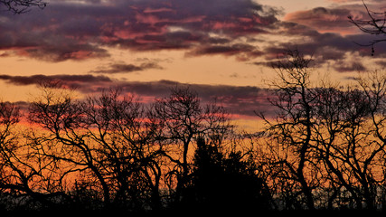 Coucher de soleil sur Chassieu en France