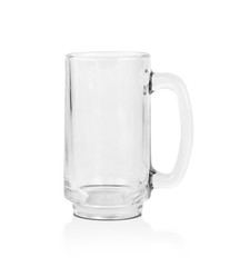 Empty glass cup isolated on white background. Side view