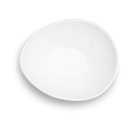 Empty ceramic white bowl isolated on a white background. Top view
