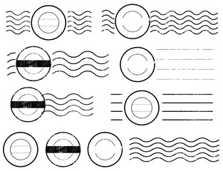 Circle Blank postal and line stamps set.illustration vector