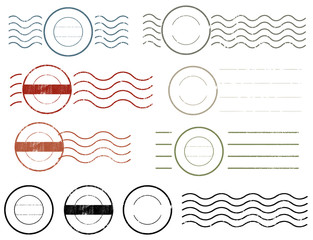 Circle Blank postal and line stamps set.illustration vector