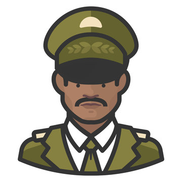 Military General Black Male Avatar Icon