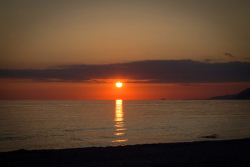 sunset over the sea romantic evening in the tropics